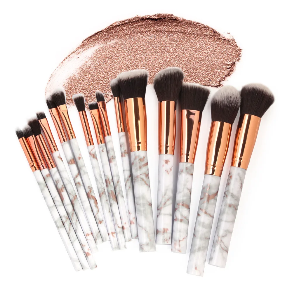 

15Pcs fashion new multi-function marble pattern makeup brush concealer eye shadow brush set tool pinceis de maquiagem 40*