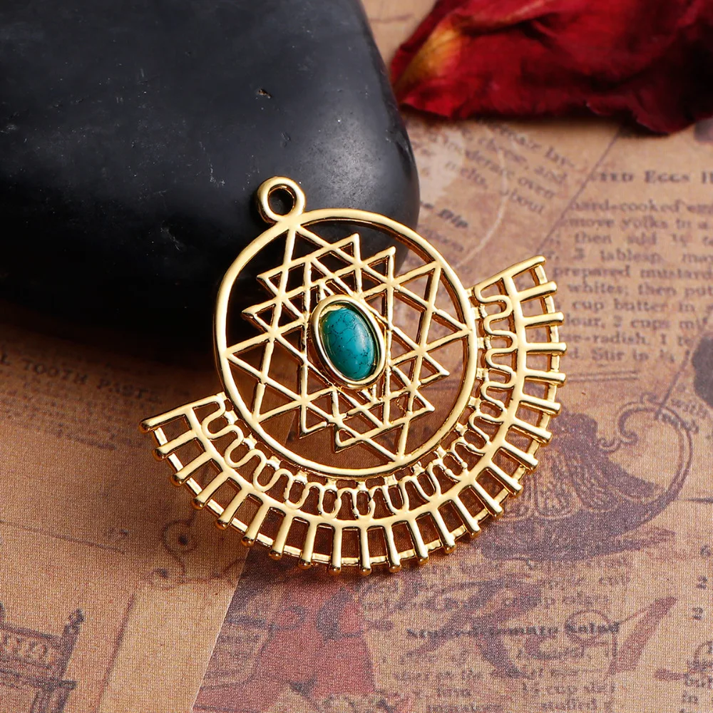 Медные Подвески для медитации Sri Yantra 8 сезонов веерообразные кабошоны золотого