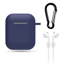 3 в 1 Набор для Airpods, чехол, силиконовые наушники, аксессуары, защита от падения, чехол с крюком против потери, ремень против падения для Air Pods, чехол