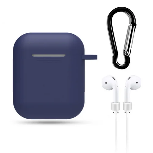 

3 in 1 Set for Airpods Case Silicone Earphone Accessories Drop-proof Cover with Anti-lost Hook Anti-drop Belt for Air Pods Case