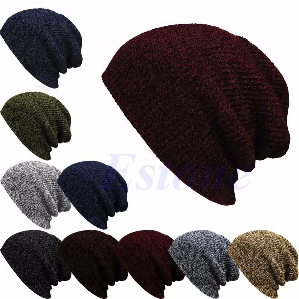 Winter Casual Cotton Knit Hats For Women Men Baggy Beanie Hat Crochet Slouchy Oversized Ski Cap Warm Skullies Toucas Gorros-J117