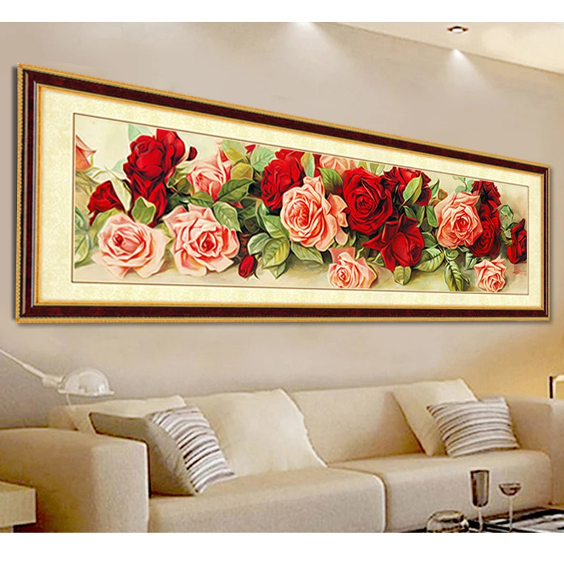 

New Style Diamond Painting Flowers Full Needlework Rose Shine Rubik's Cube Diamond Embroidery 5 Size Home Decor