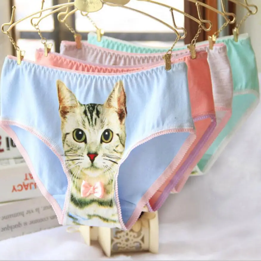 Bragas ropa interior femenina ropa encantadora con de gato para mujer Bragas transpirables señoras de cintura baja calzoncillos calientes - AliExpress