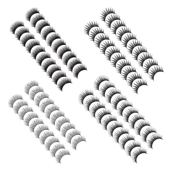 

40 Pairs Black Long & Thick Artificial Eyelashes Reusable Fiber Eye Lash For Beauty Makeup