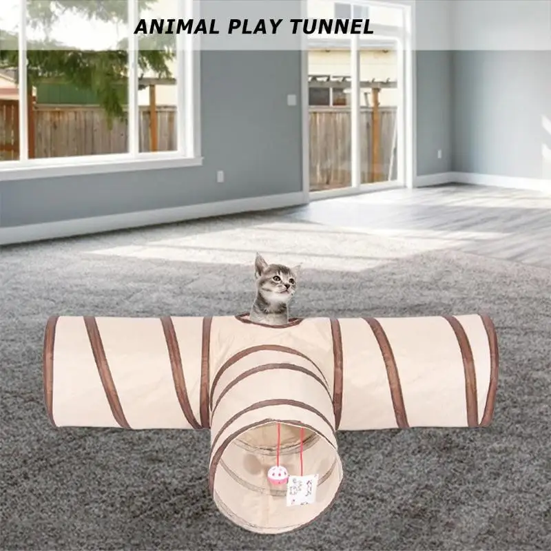 3 Holes Foldable Pet Cat Tunnel Indoor Outdoor Pet Cat Training Toy for Cat Rabbit Animal Play Tunnel Tube Y/T-joint