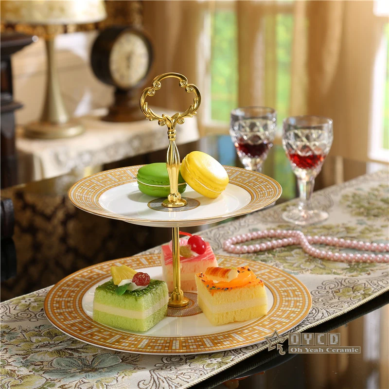 Керамическая тарелка из костяного фарфора "H", мозаичный дизайн, фруктовые блюда, наборы керамических тарелок для торта, 2 слоя кондитерских изделий, закуски, милый диск для домашнего использования