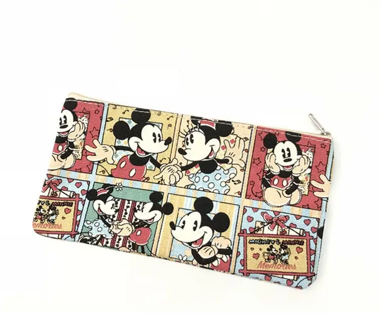 Disney new cute cartoon mickey mouse pattern purse casual student girl canvas sundries storage bag women cosmetic bag