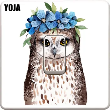 

YOJA Mysterious Colored Flowers Owls Head Switch Living Room Bedroom Wall Personalized Decor 10SS0238