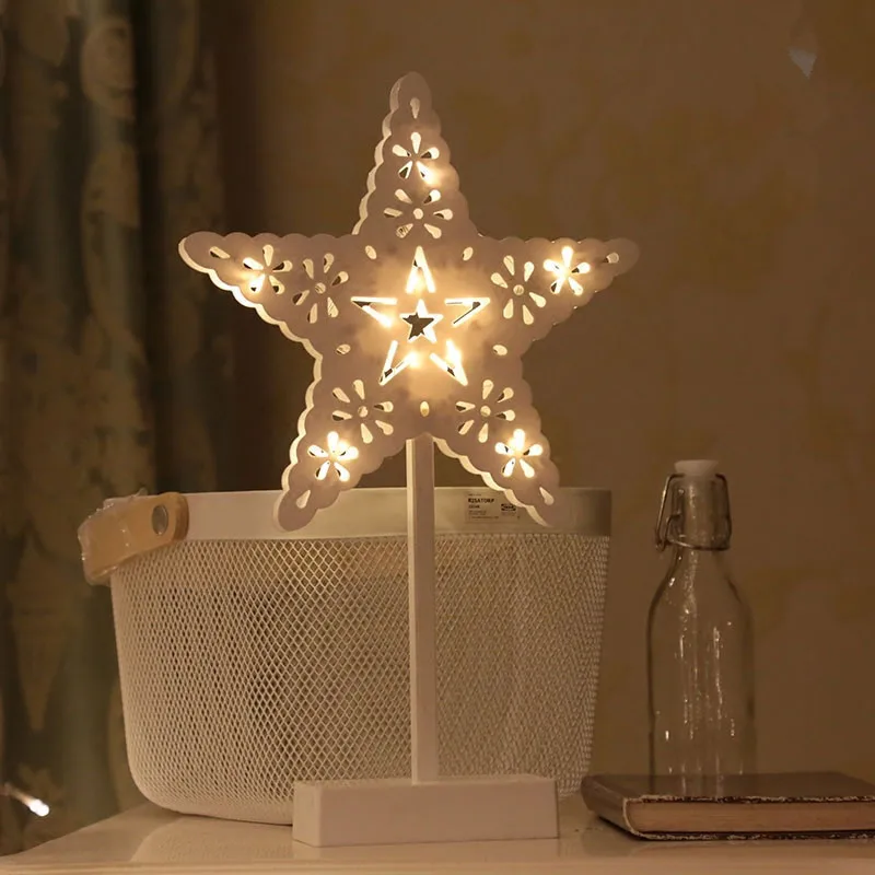 Романтический светодиодный 3D ночной Светильник перфорацией в виде звезд елка «любящее сердце» настольная лампа для девочек Спальня детской комнаты украшения Батарея езды на автомобиле - Испускаемый цвет: A-Star