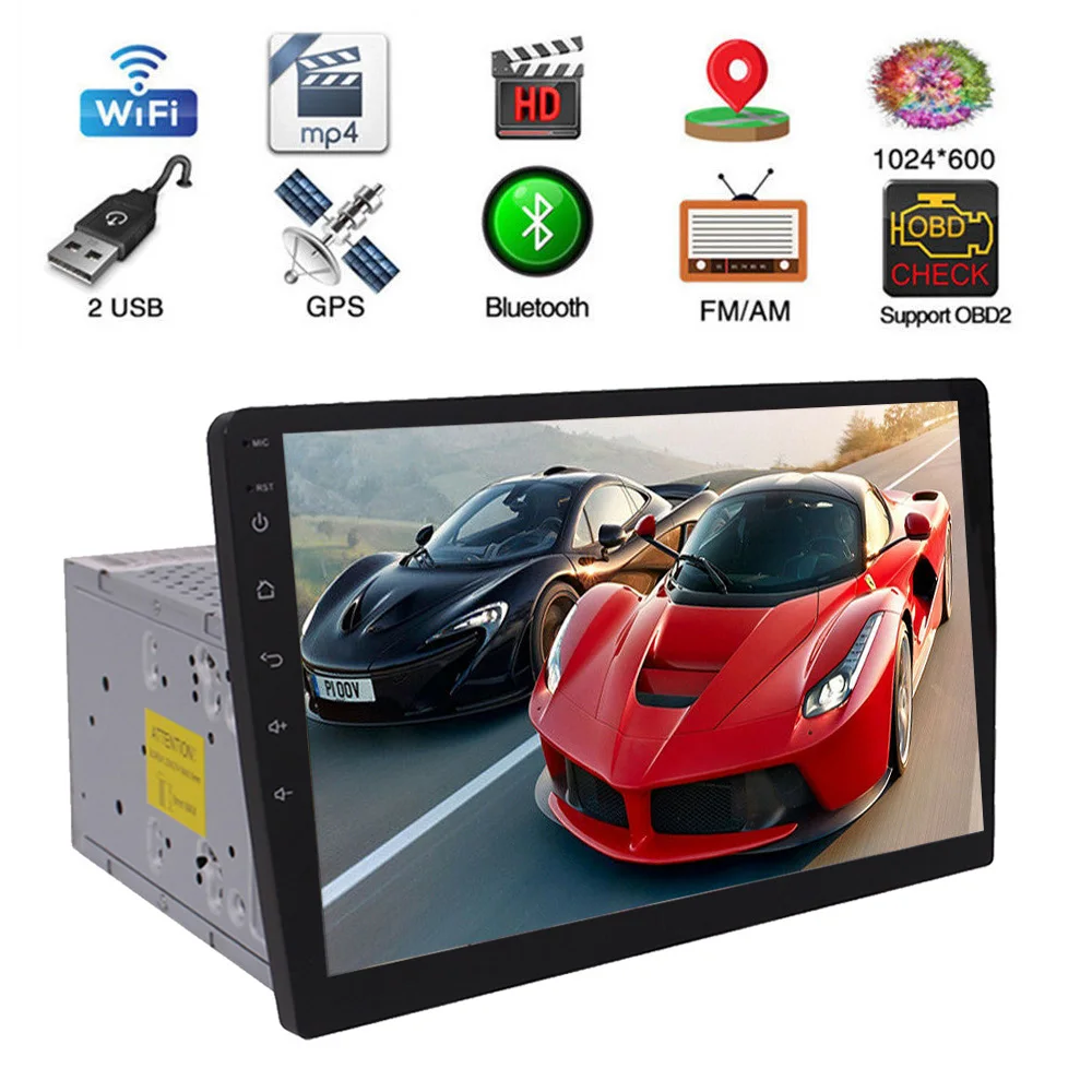

10.1'' 2 Din Car Multimedia Player Android 9.1 Car Audio Stereo GPS Navigation Radio BT DAB FM USB Wifi Rear View Camera