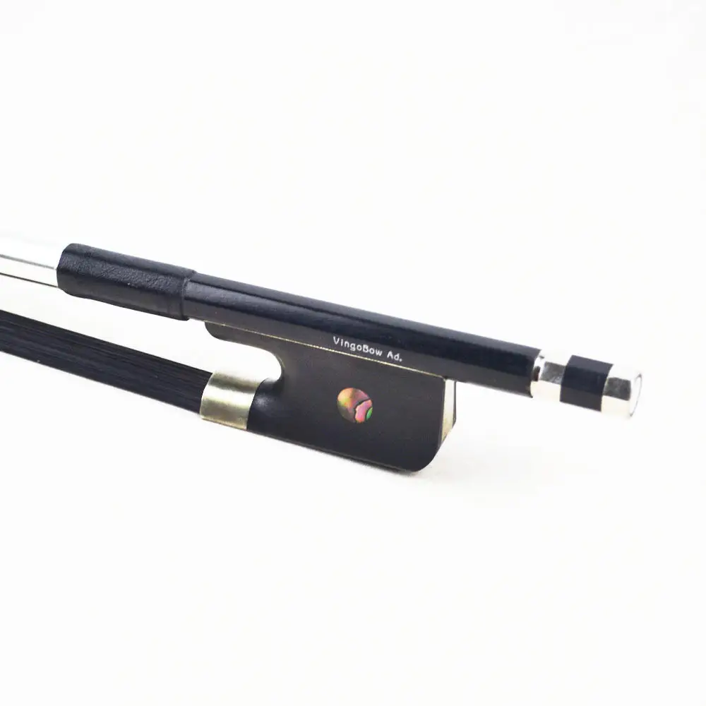 Stunning 3 4 Size Carbon Fiber Double Bass Bow High Density Ebony Frog and Gorgeous Natural