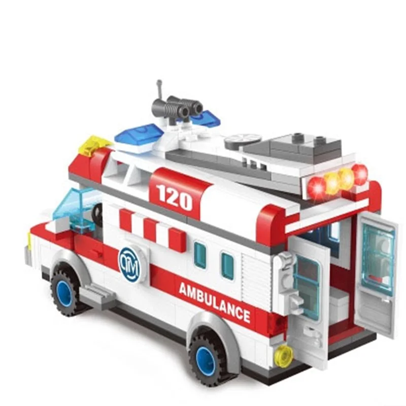 car-styling city car series urban emergency ambulance car mini blocks diy assembling building blocks kits toys for chirlden