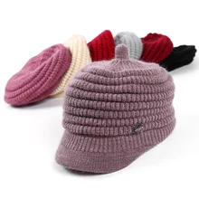 Шапка женская осенняя и зимняя Корейская шапка из кроличьего меха плюс бархатная Толстая теплая однотонная бейсболка шапка с наушниками вязаный капюшон