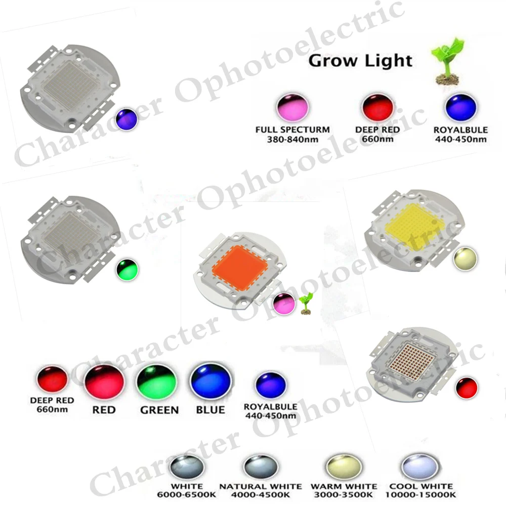 

High Power LED Chip 100W Natural Cool Warm White Red Blue Green UV RGB IR Full Spectrum 660nm 445nm Grow Light for Floodlight