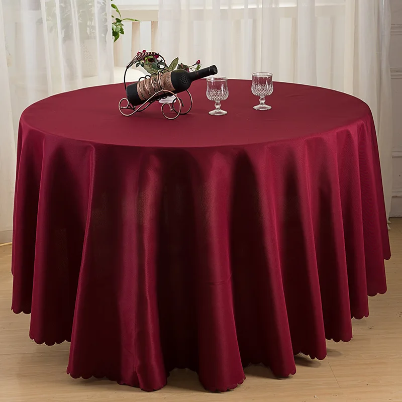 wine red Одноцветная скатерть из полиэфирной ткани для свадьбы, дня рождения, вечеринки, круглая/прямоугольная скатерть, скатерть - Цвет: wine red