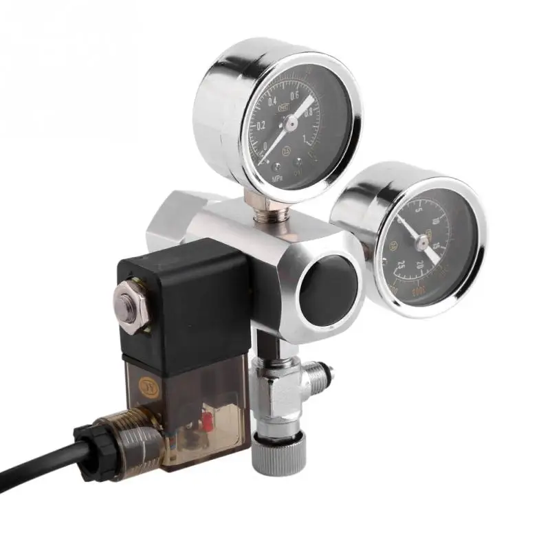 

Aquarium System CO2 Pressure Regulator Dual Gauge Solenoid Valve Bubble Counter Decompression Table Cylinder Adapter
