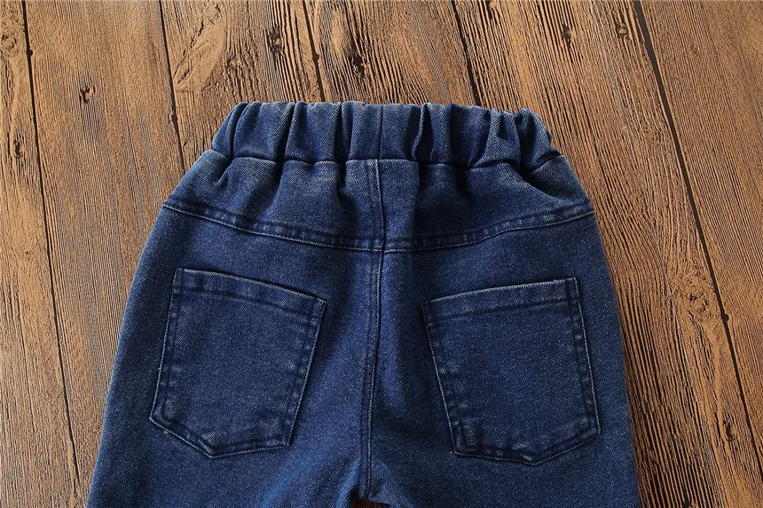 Весенне-осенние джинсовые штаны для девочек джинсы с эластичной резинкой на талии для маленьких девочек детская одежда джинсы детская одежда повседневные расклешенные брюки