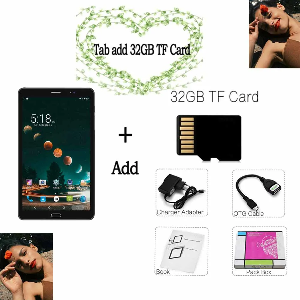 BDF планшет 8 дюймов 3G/4G LTE sim-карта планшетный ПК 1920*1200 ips Android 7,0 4 Гб+ 64 Гб Мп+ Мп Восьмиядерный Android планшет 8 - Комплект: 4G LTE Add 32GB TF