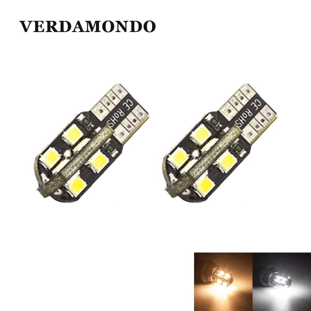 

2X W5W T10 194 168 LED 16 2835 SMD Car Lights Dome License Plate Door Side Marker Lamp Clearance Bulbs 12V Warm White