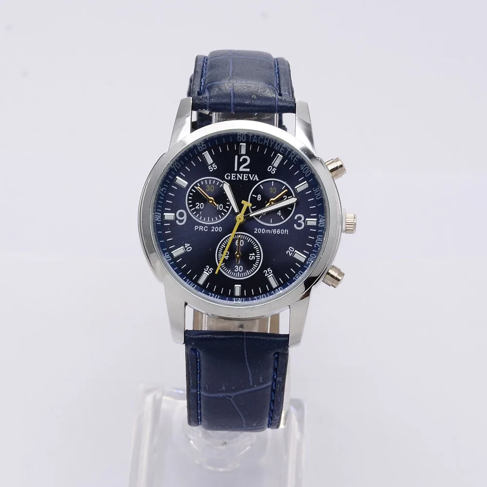 Geneva спортивные часы модные наручные мужские кожаный ремешок saat relogio masculino reloj