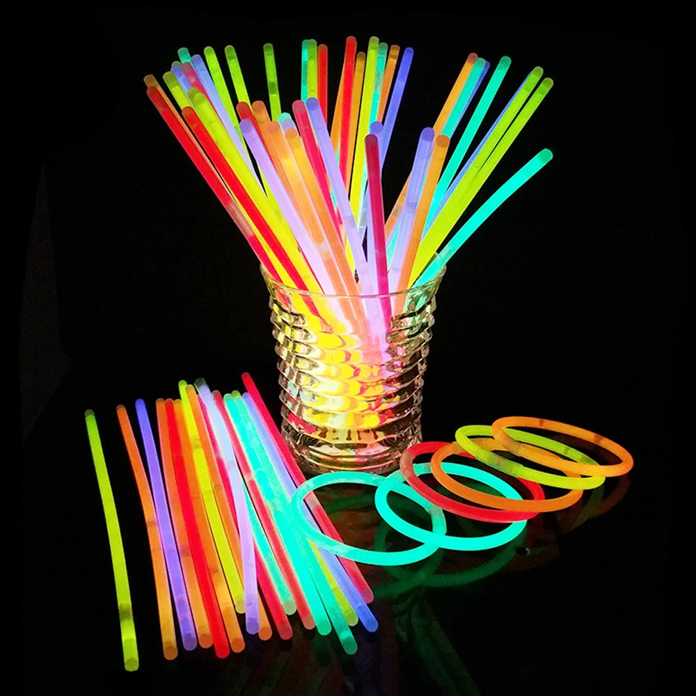 

100pcs Multi Color Ritium Glow Sticks Dark Party Lights Bracelets Glow Sticks Wedding Decoration Flashing Led Toys Light Sticks