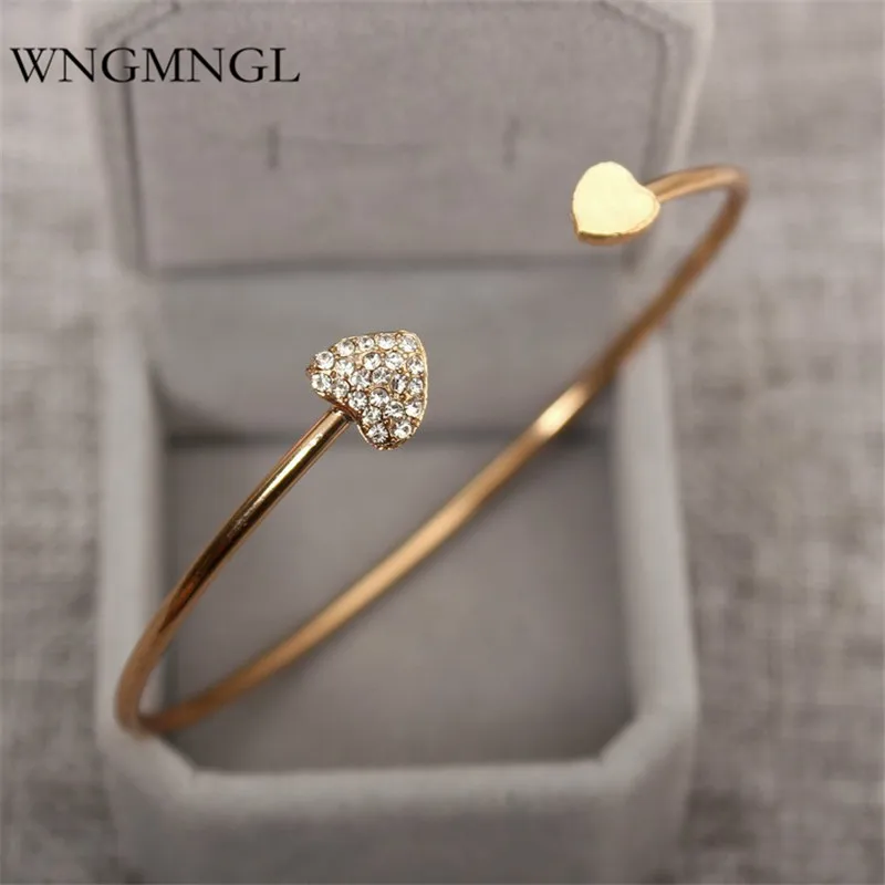 

WNGMNGL 2018 Hot sales femmes Opening Bangles Charm Statement Heart Crystal Bracelets & Bangles For Women Fashion Jewelry Gift