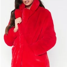 Европейская американская Новая модная Элегантная Женская Длинная свободная шерстяная мягкая кроличья шерсть пальто из искусственного меха S-3XL, белый, розовый, желтый, черный, красный