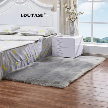 

LOUTASI Soft Sheepskin Hairy Carpet Living Room Bedroom Faux Mats Seat Pad Artificial Fur Plain Fluffy Soft Area Rug Home Decor