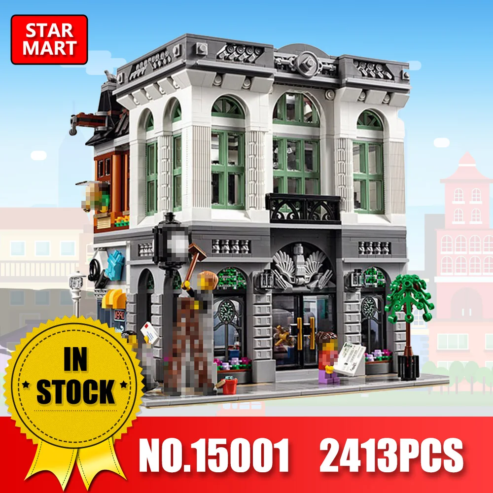 

LEPIN 15001 2413Pcs City Street Creator Bank Model Building Kits Blocks Bricks Toy For Boys LegoINGEs 10251 gifts for children