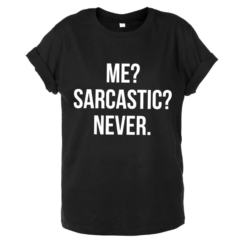 

Black Unisex Funny T-shirts Letter Printed Tops Round Neck Loose Casual