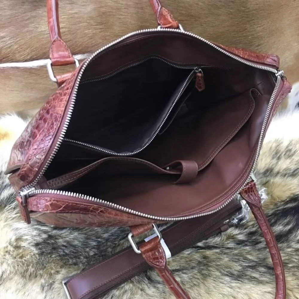 Serviette Clair Livraison Sac Brun Peau 2018 De 100 Orange Hommes Officiel Crocodile Véritable D'affaires Cuir réel En Tête Nouveau U6qUwAxSa
