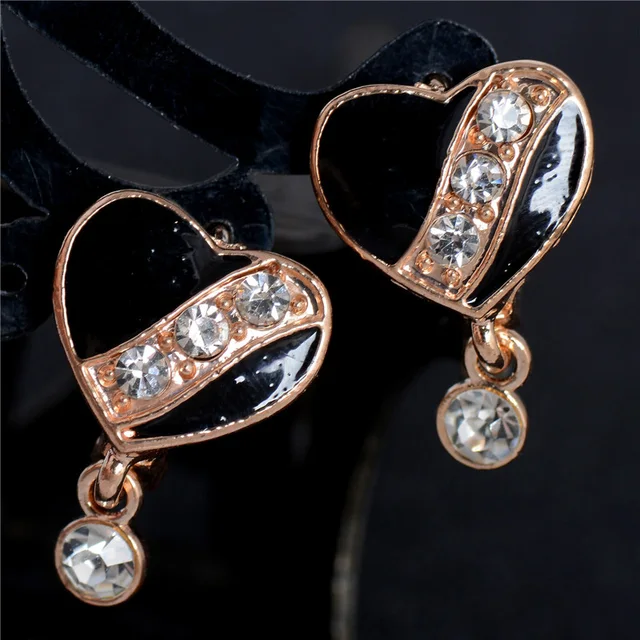 Qcooljly 1pair Lucky Gold Color Warm Heart Australia Rhinestone Qcooljly 1pair Lucky Gold Color Warm Heart Australia Rhinestone Clear Crystal Women S Gorgeous Hoop Earrings