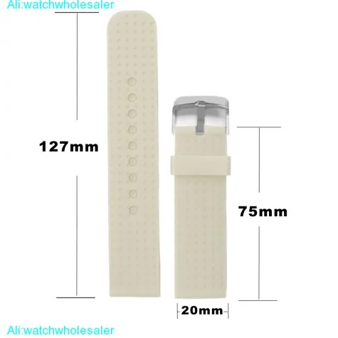 20mm Perfect White Silicone Jelly Rubber Unisex Watch Band Straps WB1053K20JB