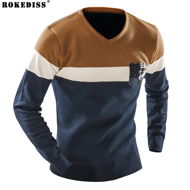 ROKEDISS men font b sweater b font winter round neck knitted font b sweaters b font