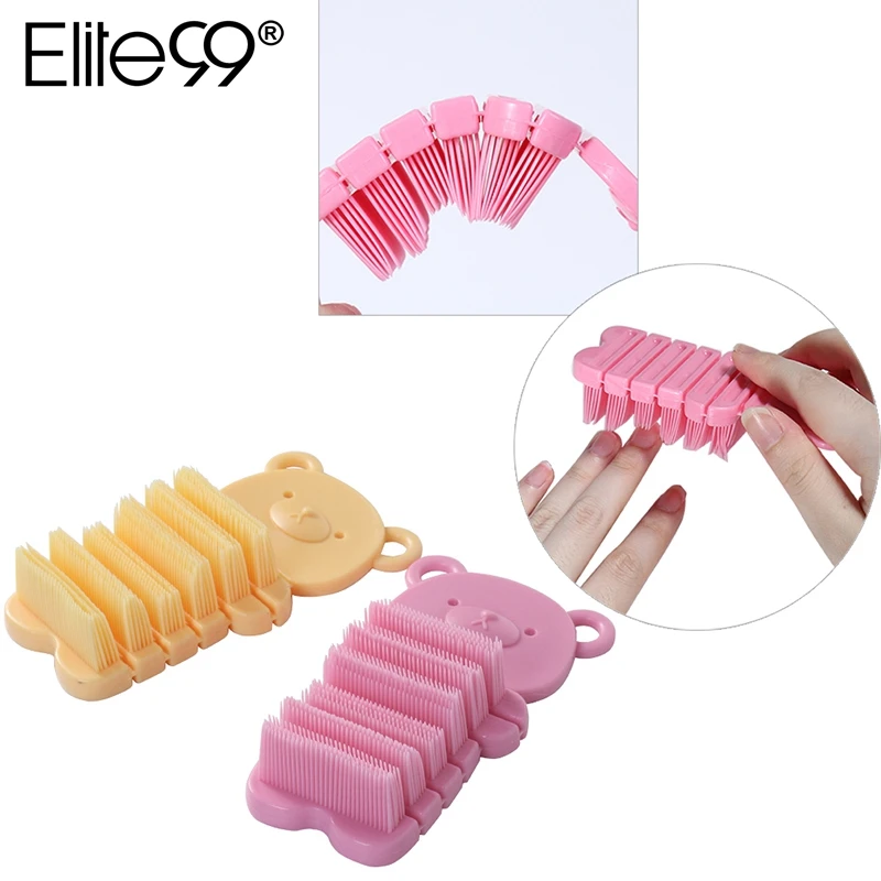 Elite99 Yellow Color Nail Brush Tools Silica Gel Soft Cleaner Nail Arts