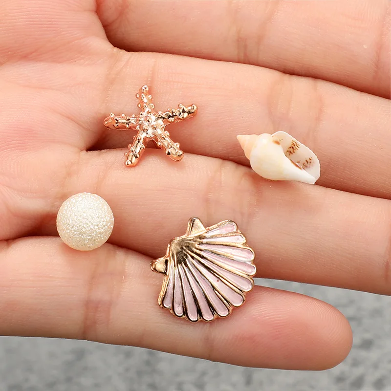 

Bohemian style shell earrings set for women retro starfish natural pearl conch earrings statement jewelry 2019 new fashion