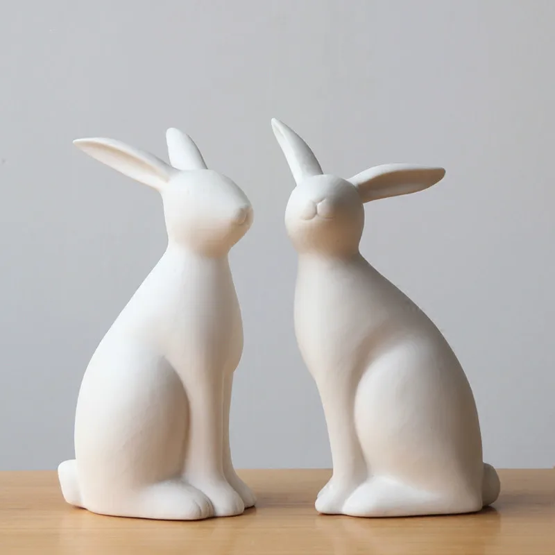 1 шт. керамические фигурки кроликов с имитацией животных|craft decoration|craft miniaturescrafts bunny