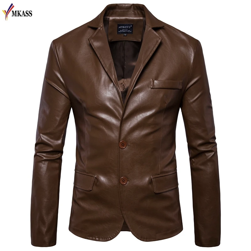 2018 Mens Winter PU Leather Jacket Blazers Men Coats  Size 5XL Outerwear Warm Men Faux Fur Jacket for Male Motorcycle Jackets