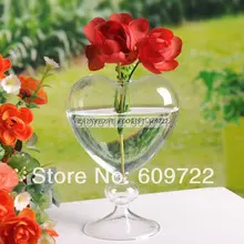 Большая 4 шт. стеклянная ваза для искусственный цветок растение сердце Настольная Ваза свадебное украшение дома прозрачный