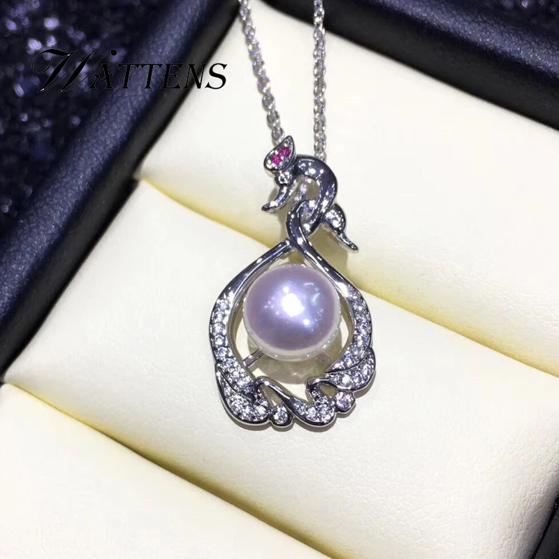 925 стерлингового серебра Лебедь цепочки и ожерелья для женщин натуральный пресноводный ожерелье с жемчужным кулоном циркон цепи свадебные