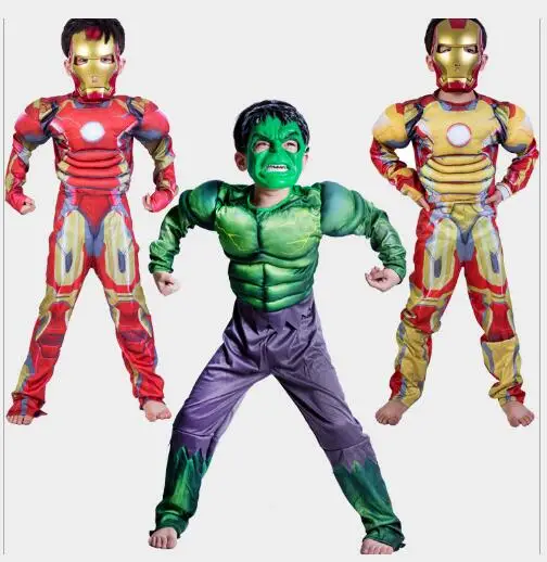 

Child Avengers Hulk Muscle Halloween Costumes disfraces infantiles superheroes Carnival Cosplay masks