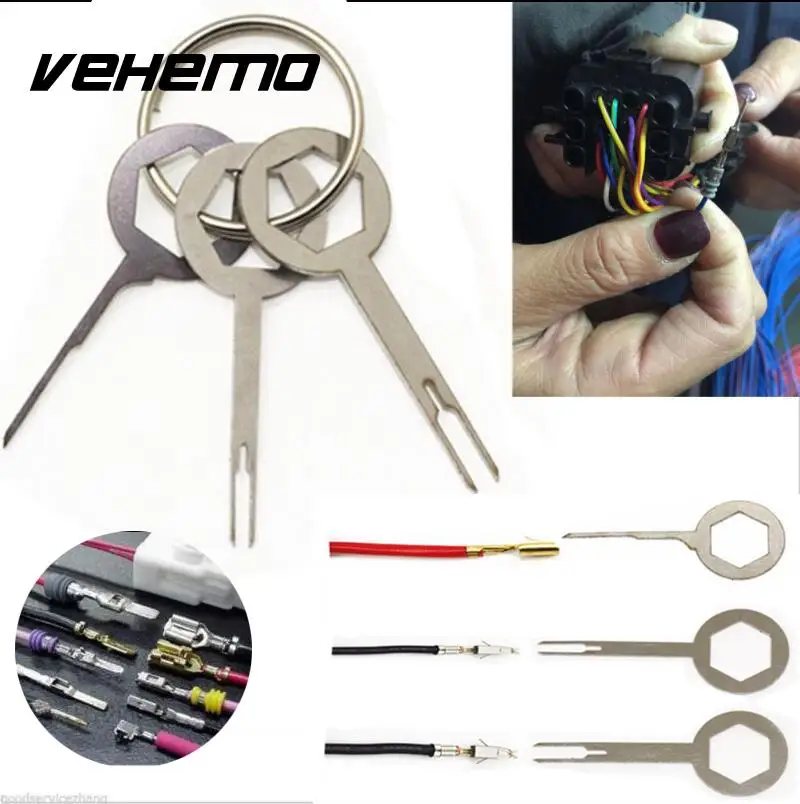 

Hot 3pcs Terminal Removal Tool Key Pin Wire Crimp Connector Pin Extractor Kit