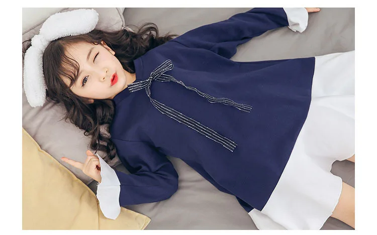 Teenage Girl Nightgown Cotton Girls Sleepwear Pink Blue Knee Length Night Dress Spring Autumn 2019 Mother And Daughter Clothes  4 5 6 7 8 9 10 11 12 13 14 15 16 years little big girl nightdress kids.jpg