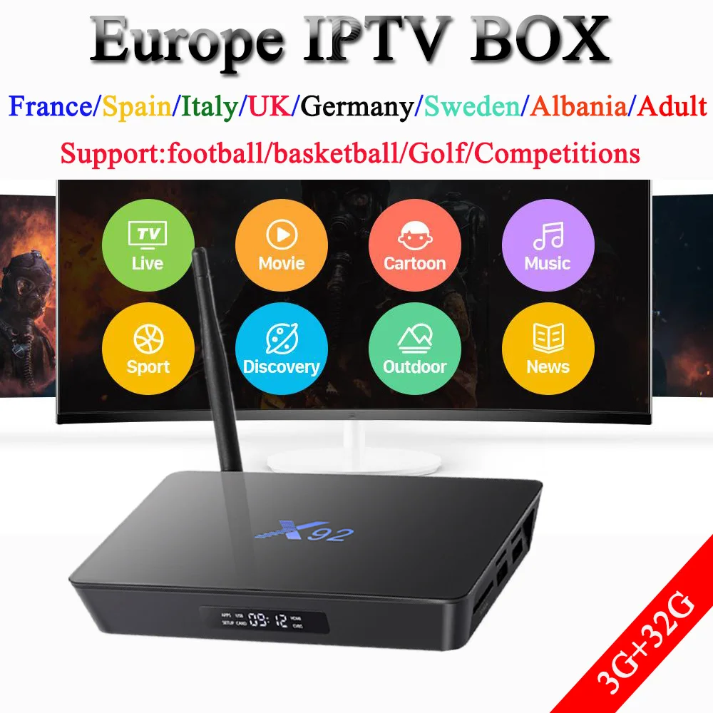 

X92 Android IPTV box 5900live 7900VOD Europe French Spain Portugal Sweden Italy Dutch UK Germany Adult IP TV Subscription TV Box
