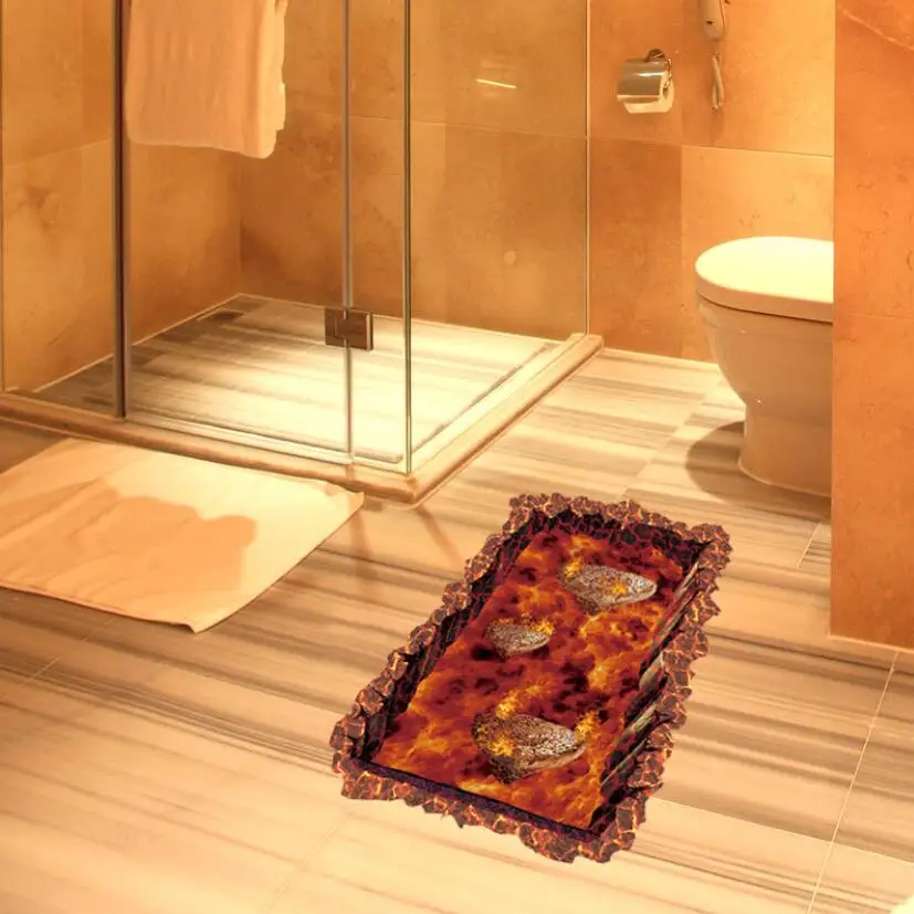 Waterproof Adhesive 3d Lava Wall Sticker Bathroom Toilet Stickers diy