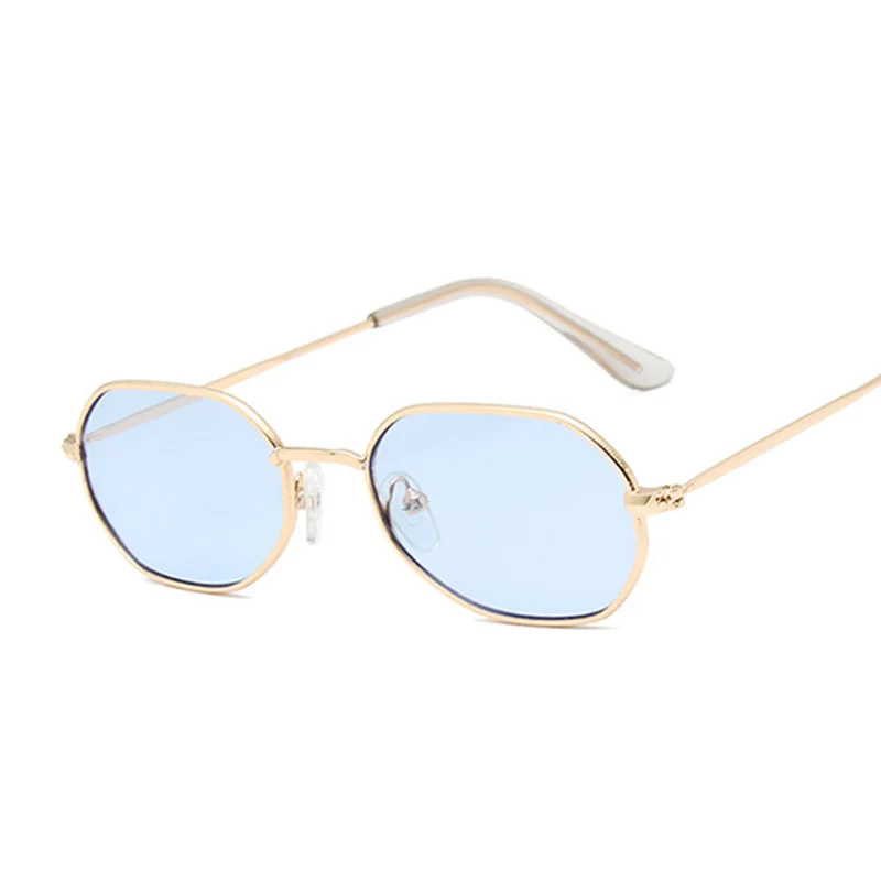 Маленькие розовые шестигранные солнцезащитные очки для женщин, роскошные брендовые дизайнерские очки, женские зеркальные солнцезащитные очки из сплава UV400