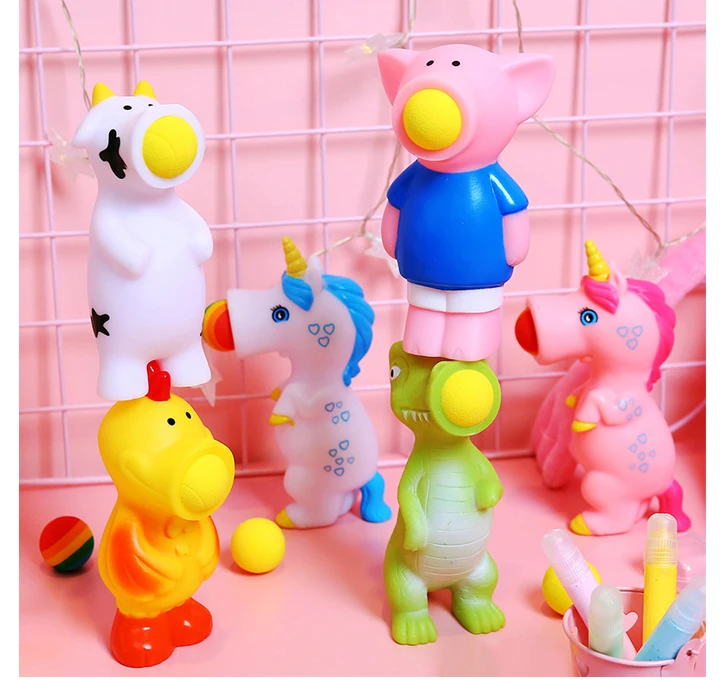 

2Pcs Unicorn Dinosaur Animal Popper Ball Foam Ball Shooter Squeeze Toys Stress Relief Creative Toys