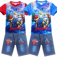 Ninjago/комплекты детской одежды для мальчиков хлопковые футболки с супергероями, шорты Одежда для мальчиков и девочек, детские штаны, джинсовая одежда