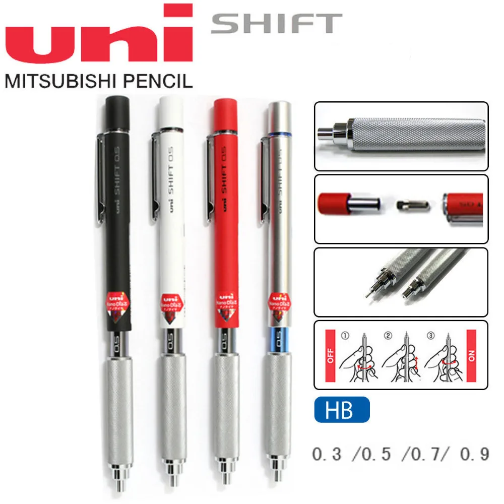 

Mechanical Pencil Original Japan Uni SHIFT Pipe Lock Metal pen M3/M4/M5/M7/M9-1010 0.3/0.4/0.5/0.7/0.9MM