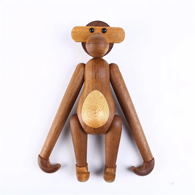 

30cm High Quality Wooden Monkey Solid Teak Wood Joint Adjustable Figurines Statue Home Decor Nordic Denmark Craft Gift XMJMC18